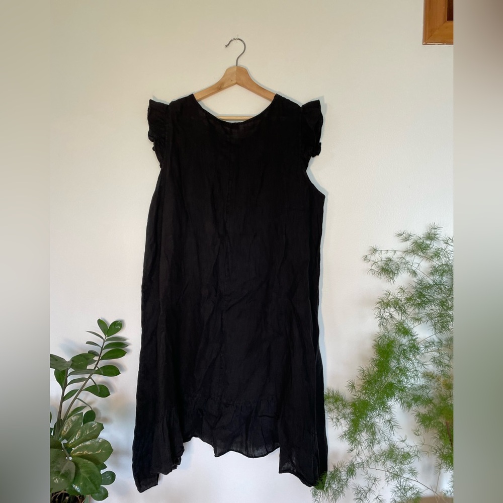 Linen Black Sleeveless Dress
